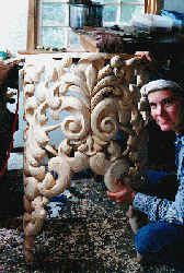 Carving the ASU pipe shades, Arizona State University, Tempe AZ, wood carver Jude Fritts